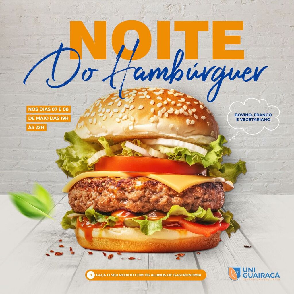 Curso de Gastronomia da UniGuairacá promove 'Noite do Hambúrguer'
